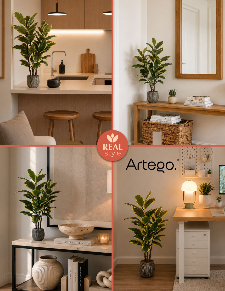 Planta ficus artificial tierra real style oak ficus variegata 3