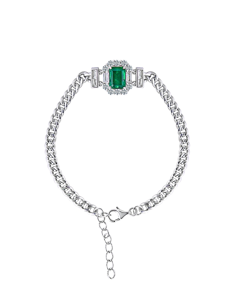 Pulsera de plata con esmeralda p 925