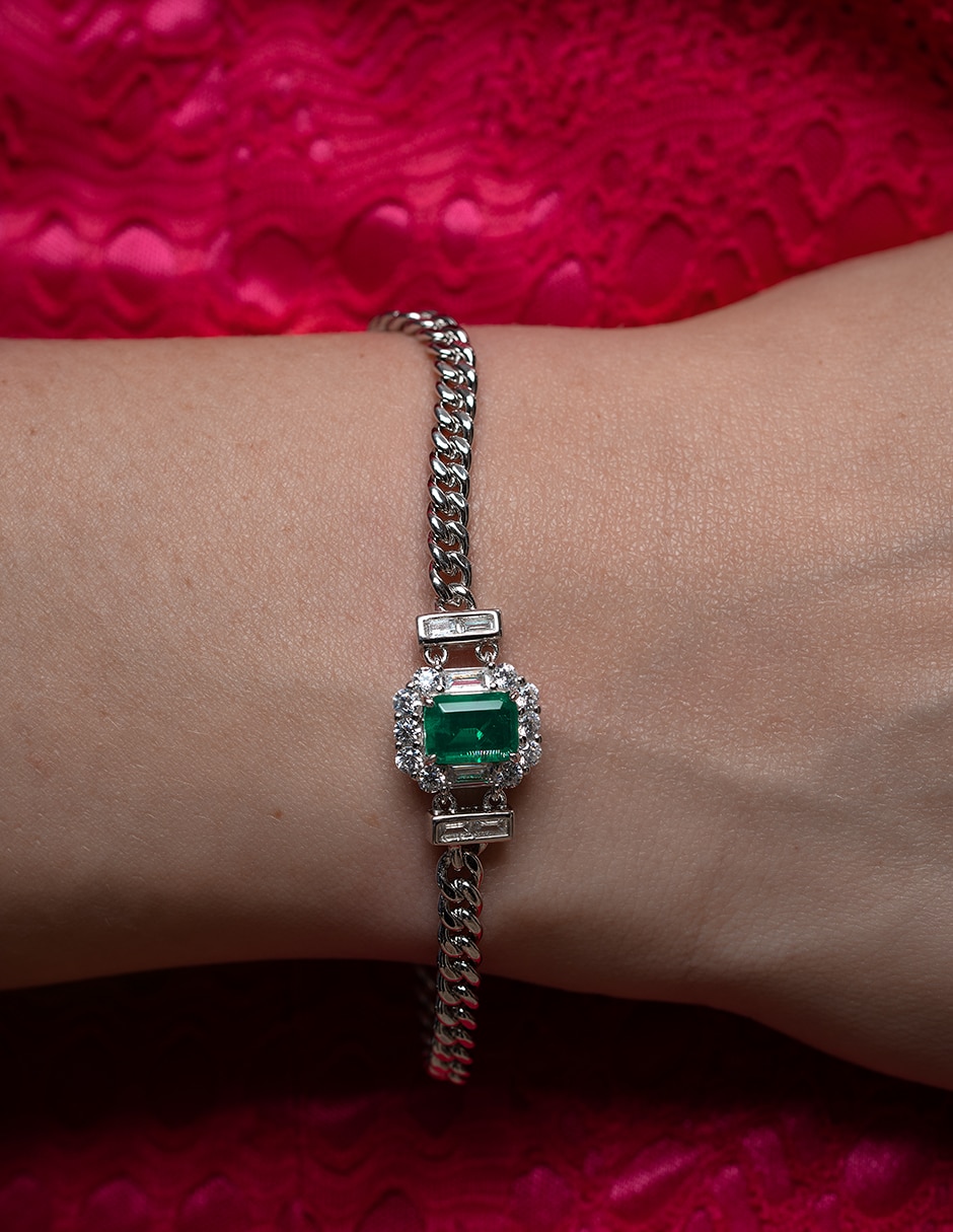 Pulsera de plata con esmeralda p 925 3