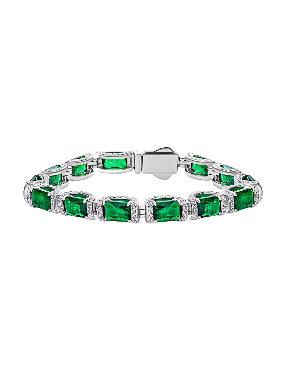 Pulsera de plata con esmeralda p 925