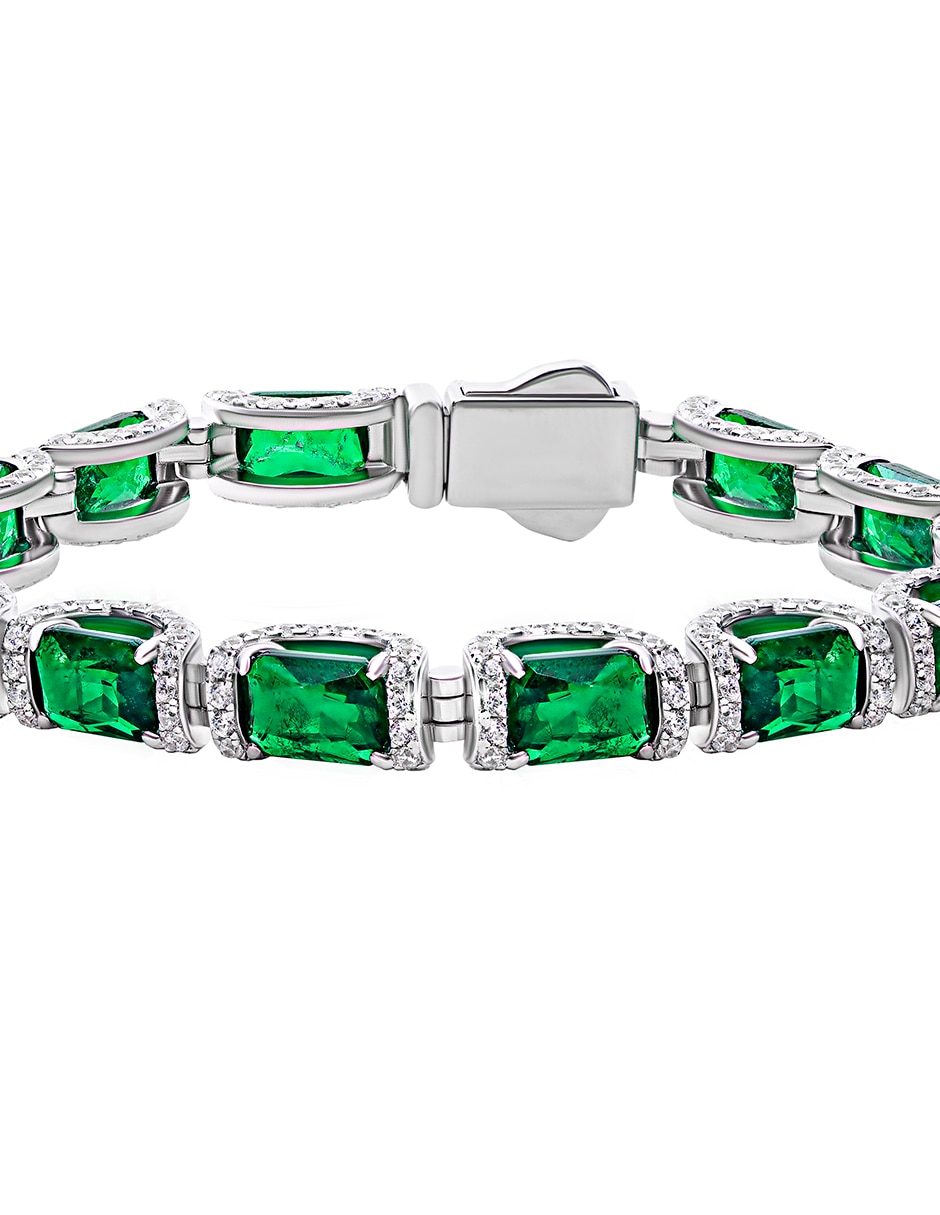 Pulsera de plata con esmeralda p 925 2