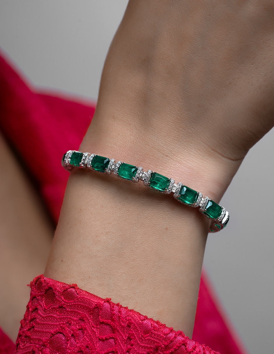 Pulsera de plata con esmeralda p 925 3