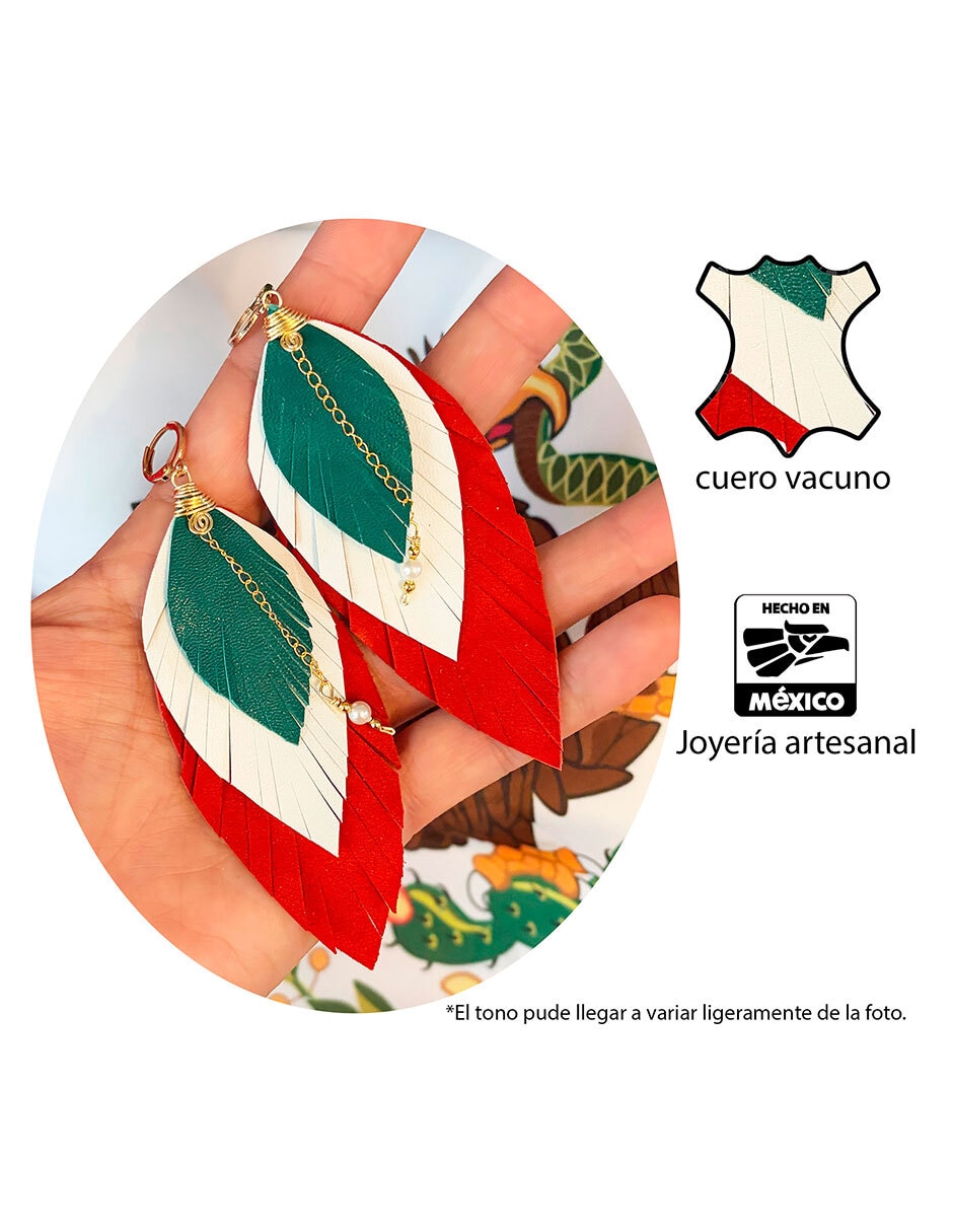 Aretes largos largos de pluma méxico de cuero 18 k 2