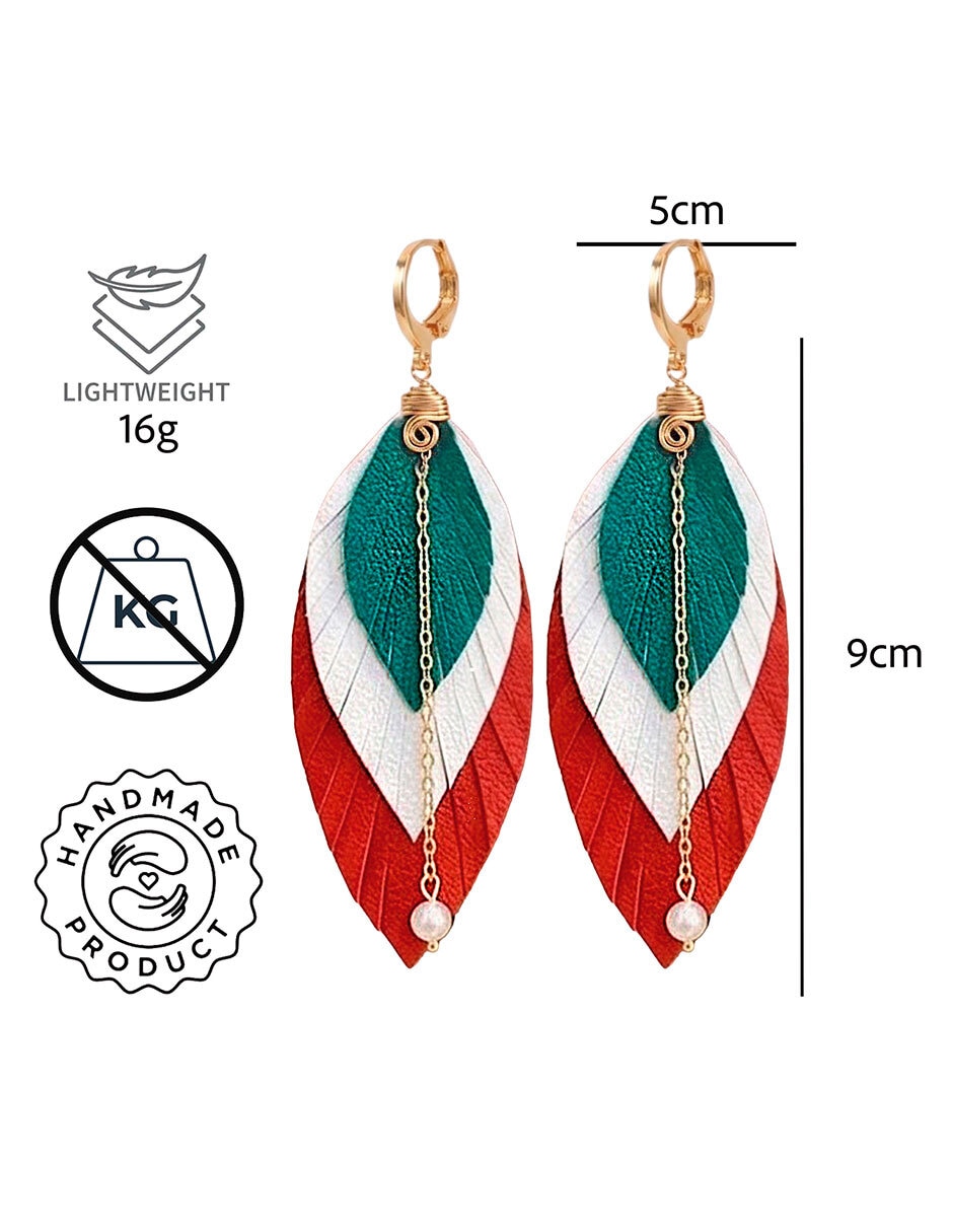 Aretes largos largos de pluma méxico de cuero 18 k 3