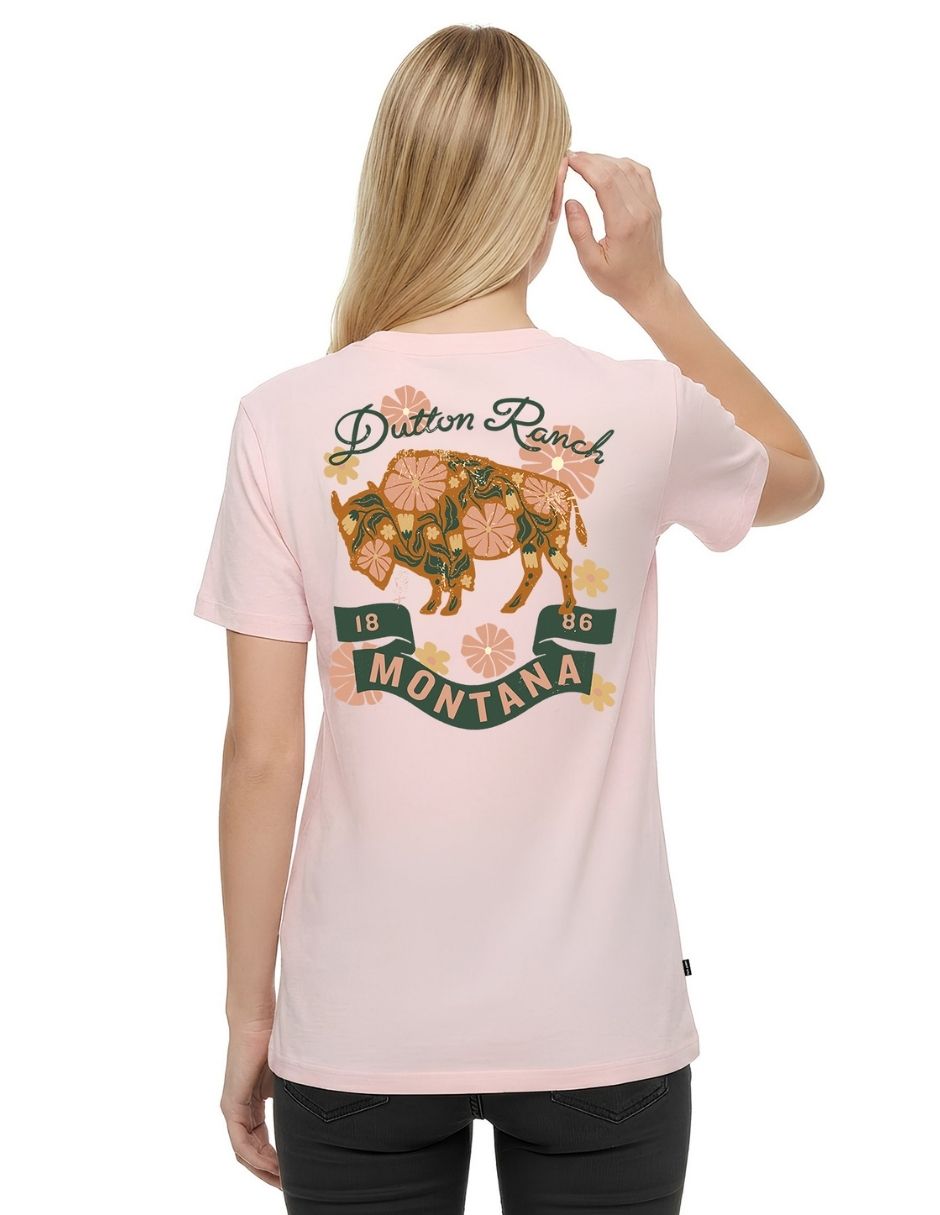 Playera manga corta montana flowers cuello redondo para mujer 2