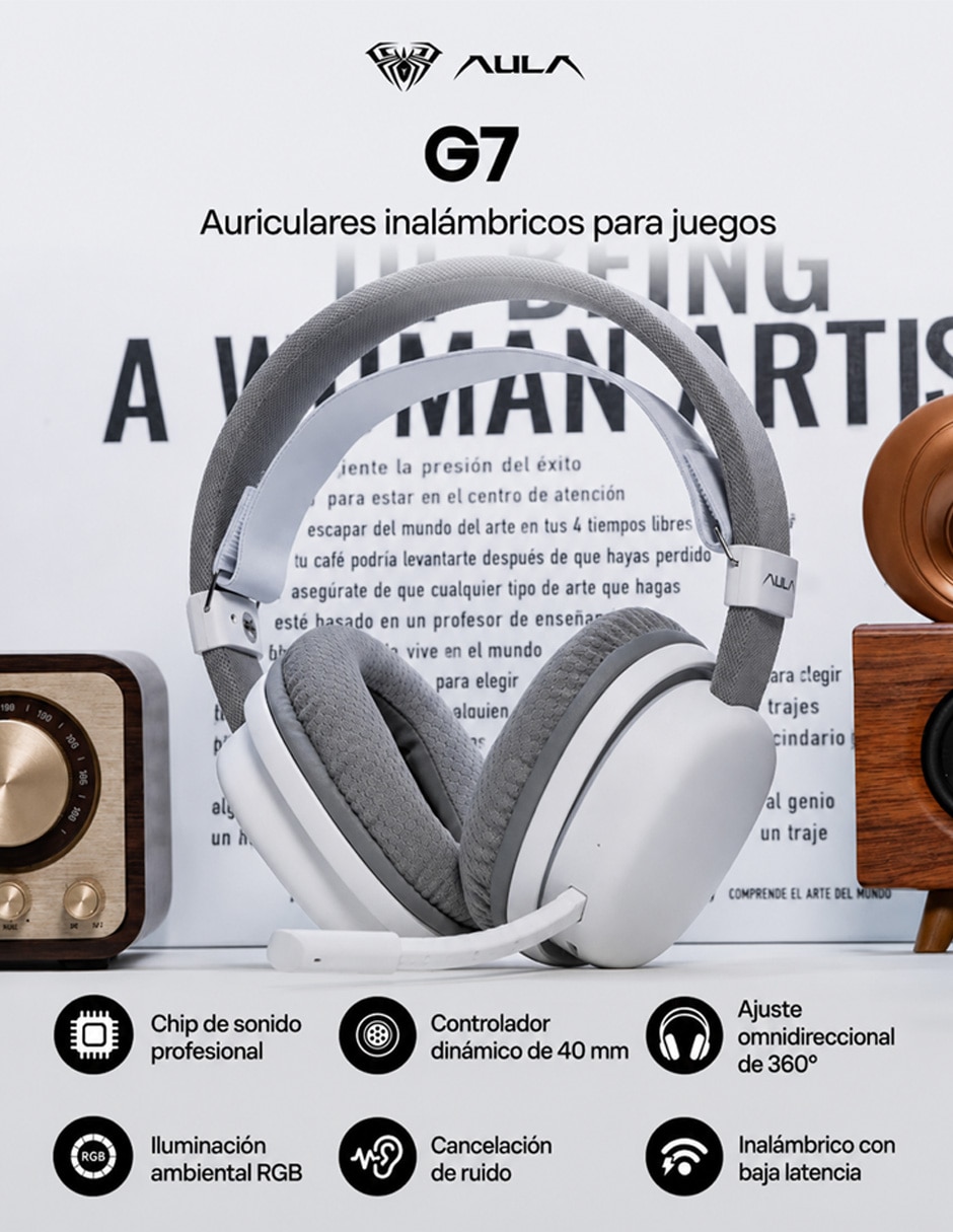 Audífonos gamer alámbrica e inalámbrica g7 3