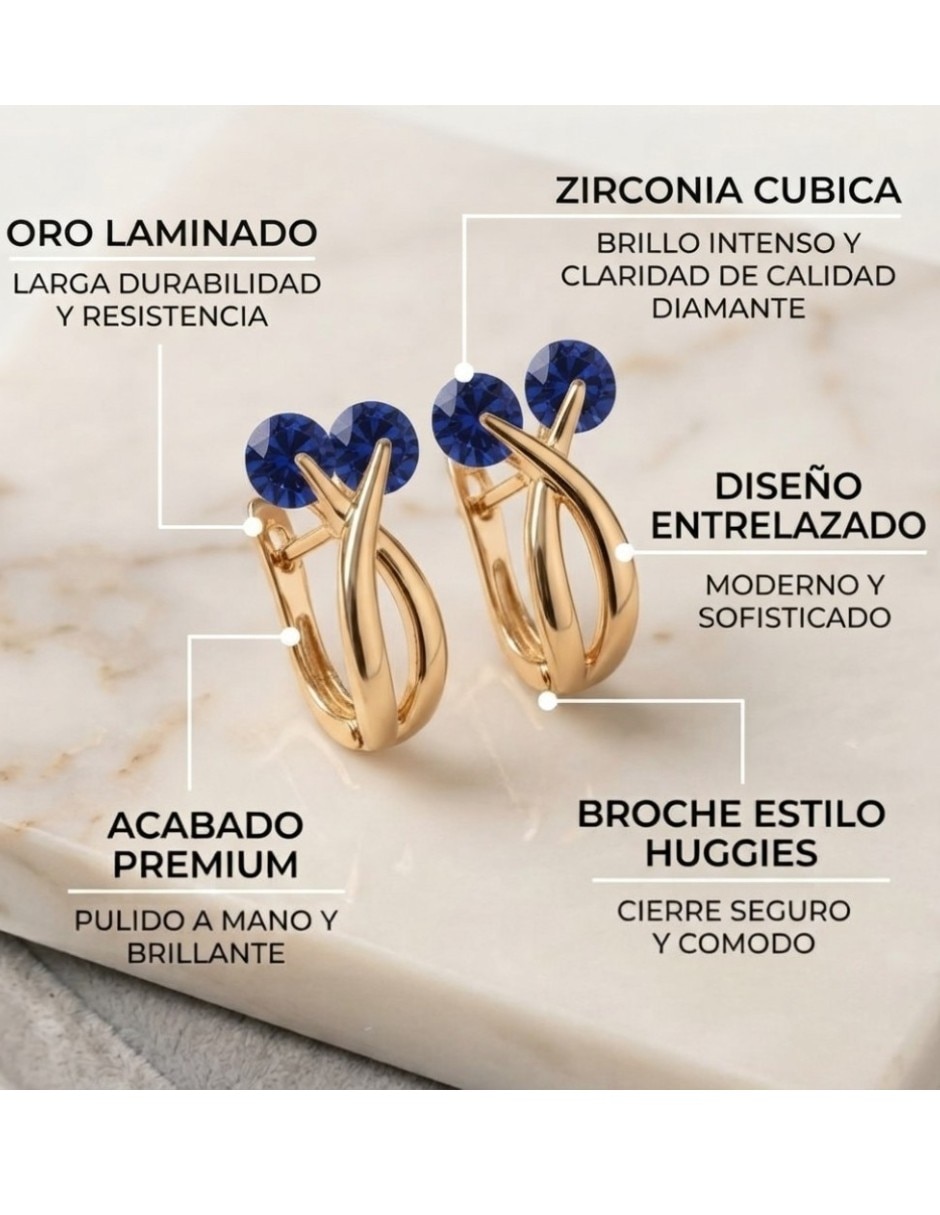 Huggies entrelazado de oro laminado 14 k con acabado brillante zirconia cúbica 4