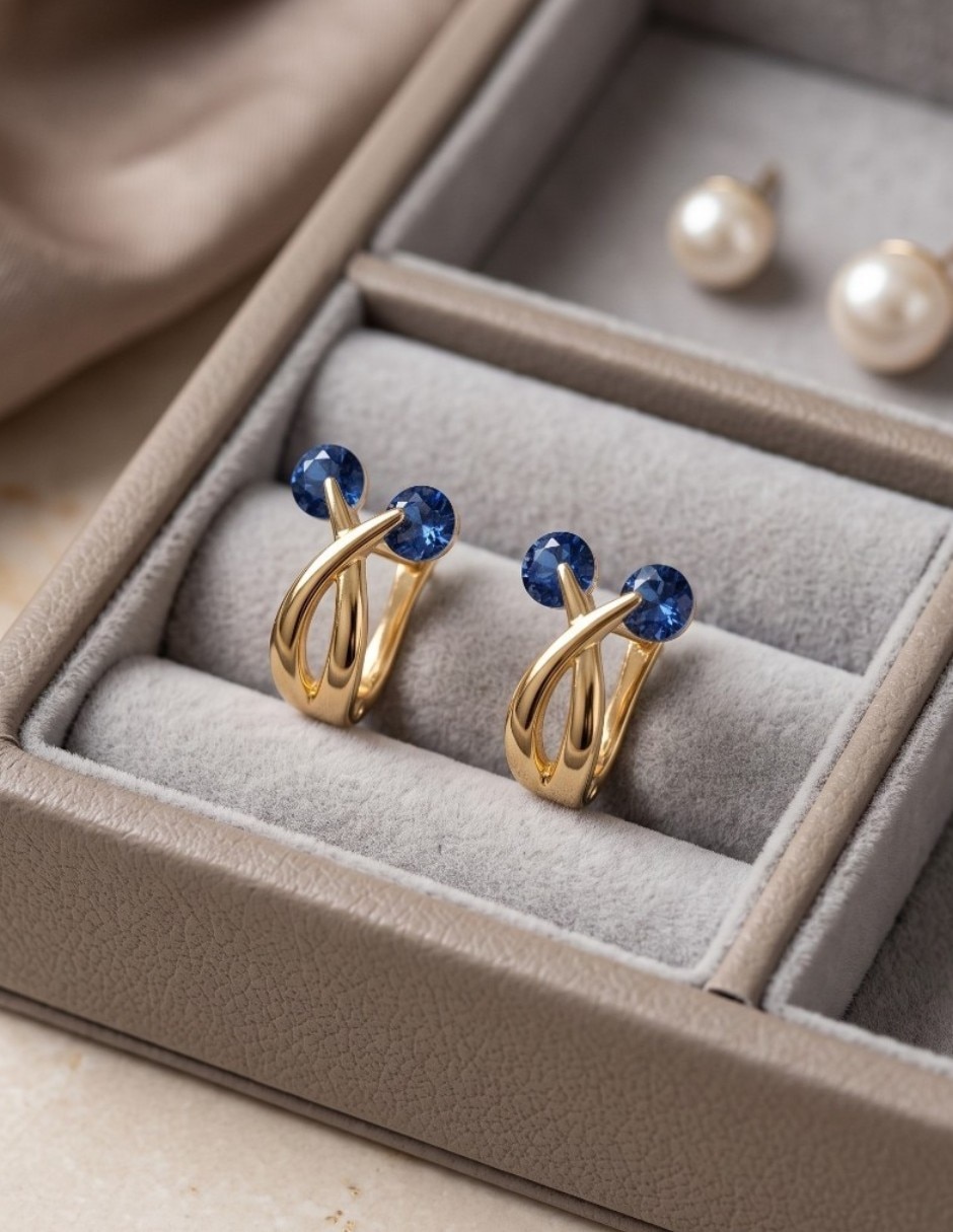 Huggies entrelazado de oro laminado 14 k con acabado brillante zirconia cúbica 5