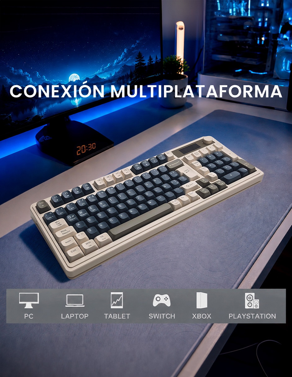 Teclado gamer alámbrica e inalámbrica qwert español con interruptor membrana cúpula de goma s99 pro 3