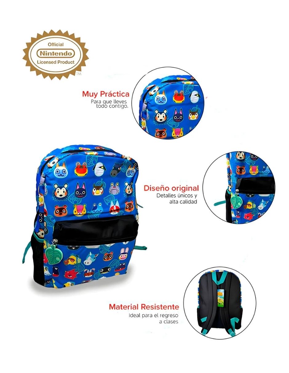 Mochila escolar animal crossing animal crossing mochila azul unisex 3