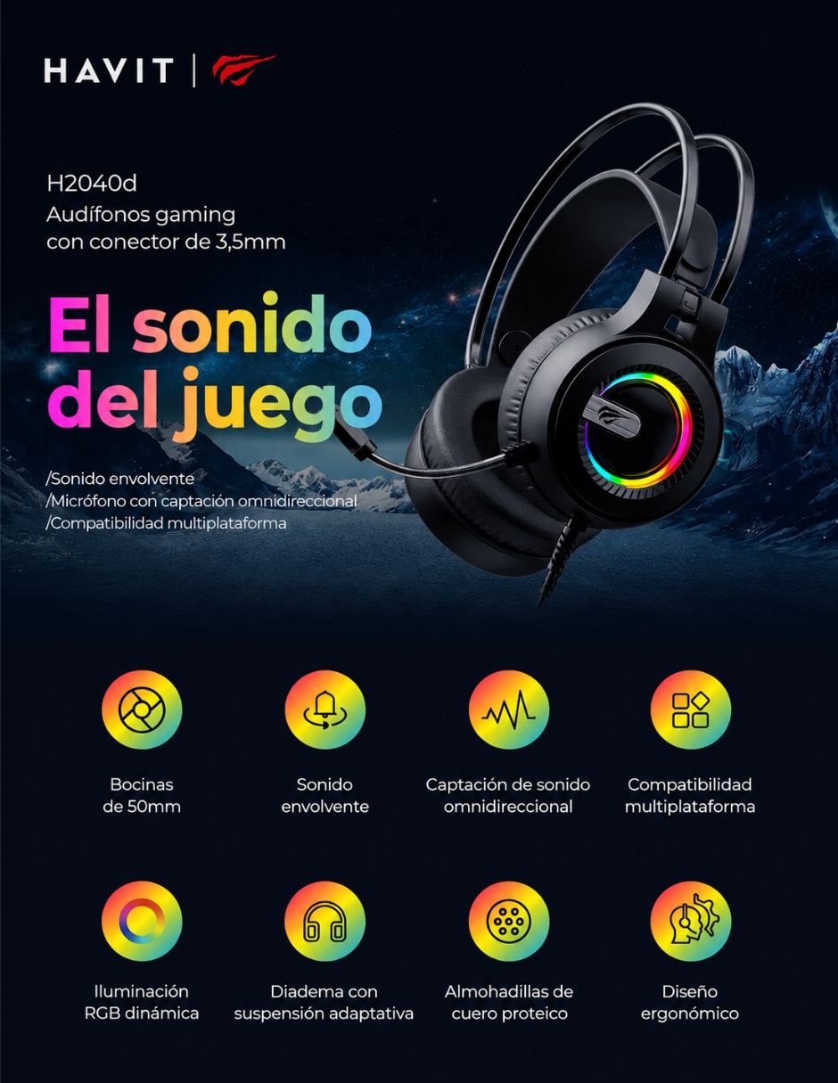 Audífonos gamer alámbricos H2040D 3