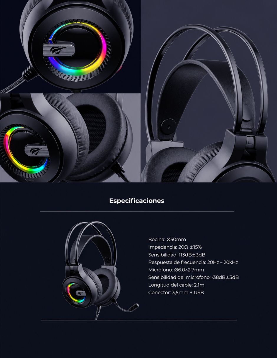 Audífonos gamer alámbricos H2040D 5