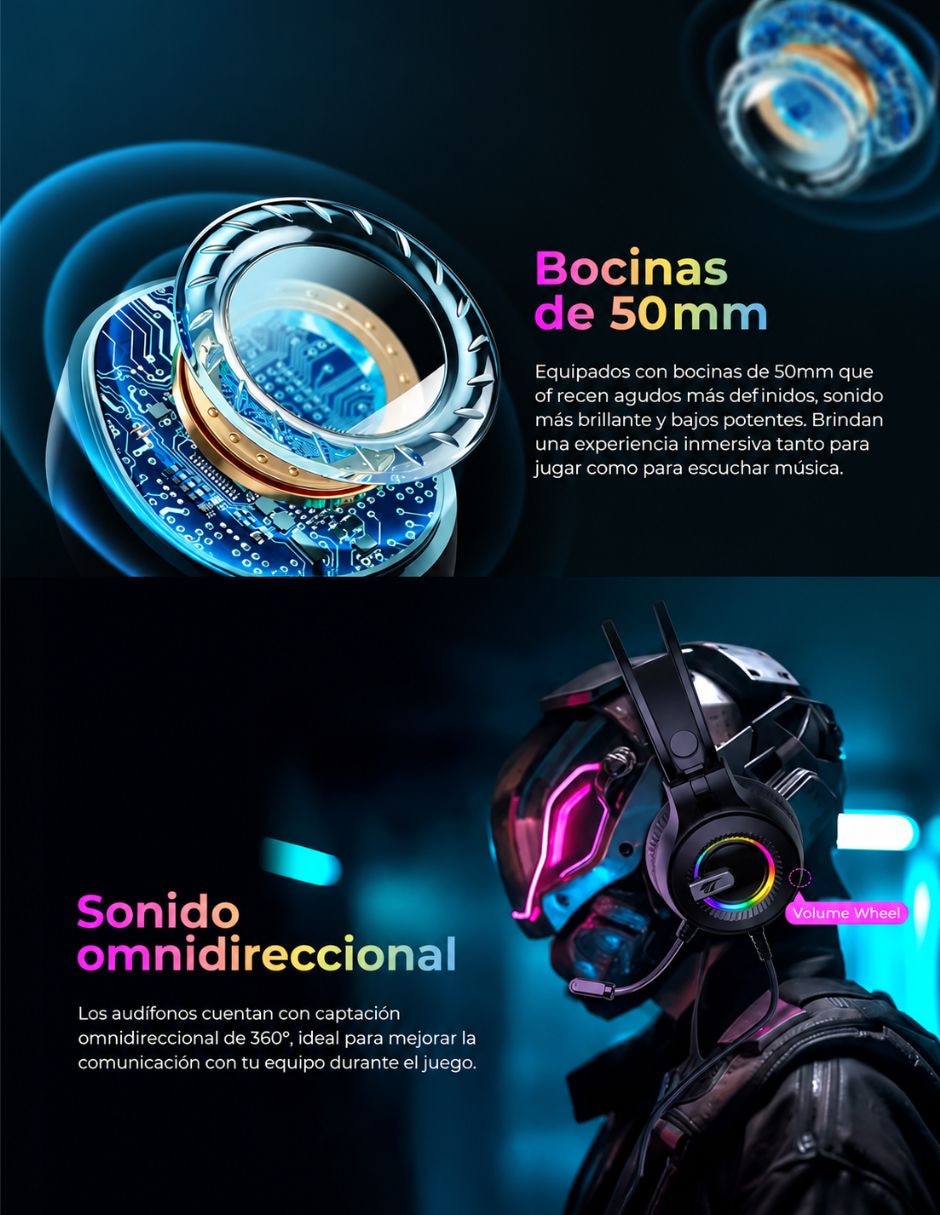 Audífonos gamer alámbricos H2040D 6
