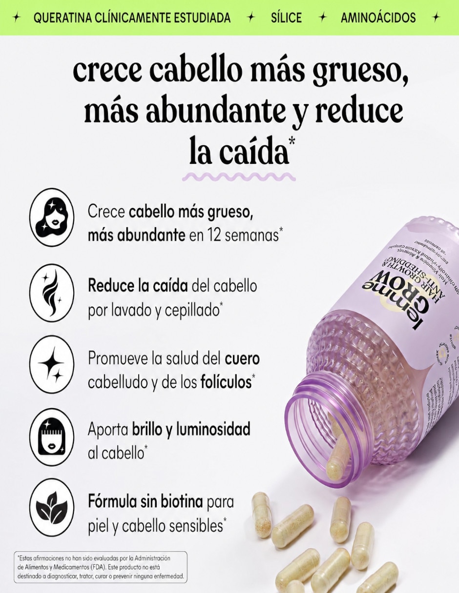 Suplemento para el Crecimiento del Cabello para Mujeres con Niacinamida sabor Sin sabor de 4