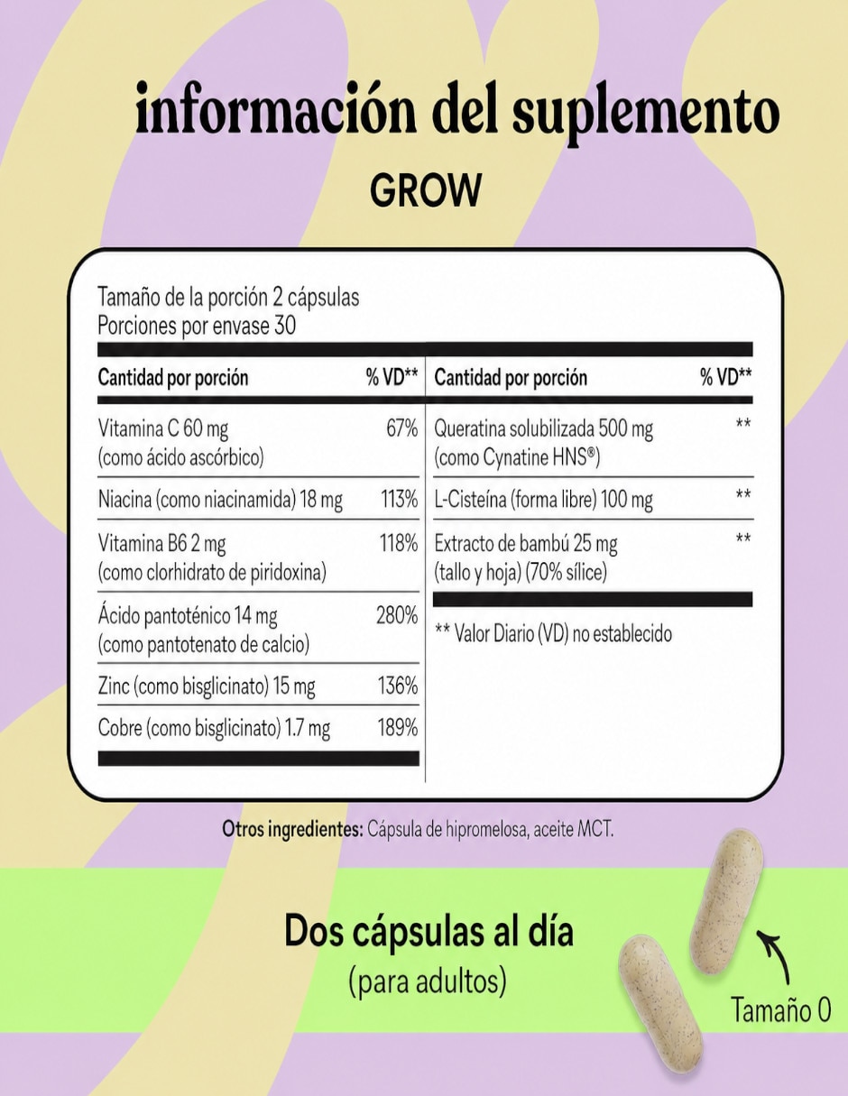 Suplemento para el Crecimiento del Cabello para Mujeres con Niacinamida sabor Sin sabor de 5