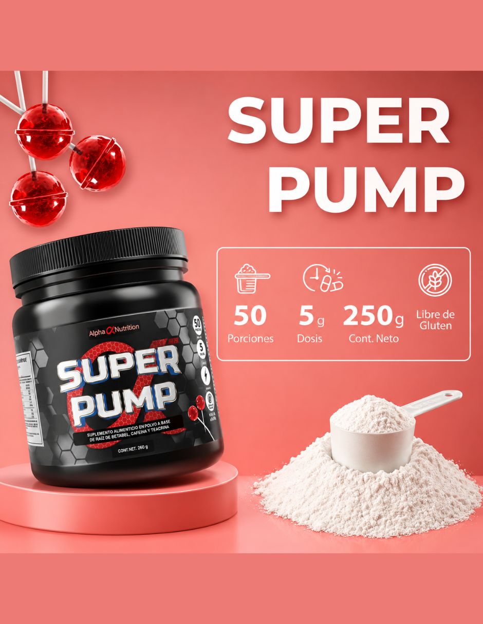Energizante Preentreno super pump con betabel sabor mora azul