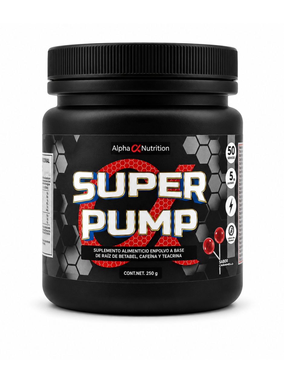 Energizante Preentreno super pump con betabel sabor caramelo