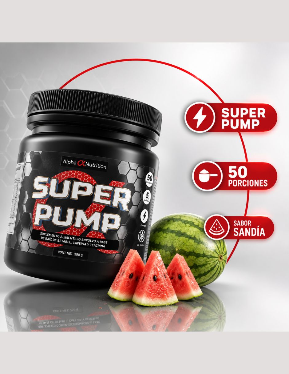 Energizante Preentreno super pump con betabel sabor caramelo