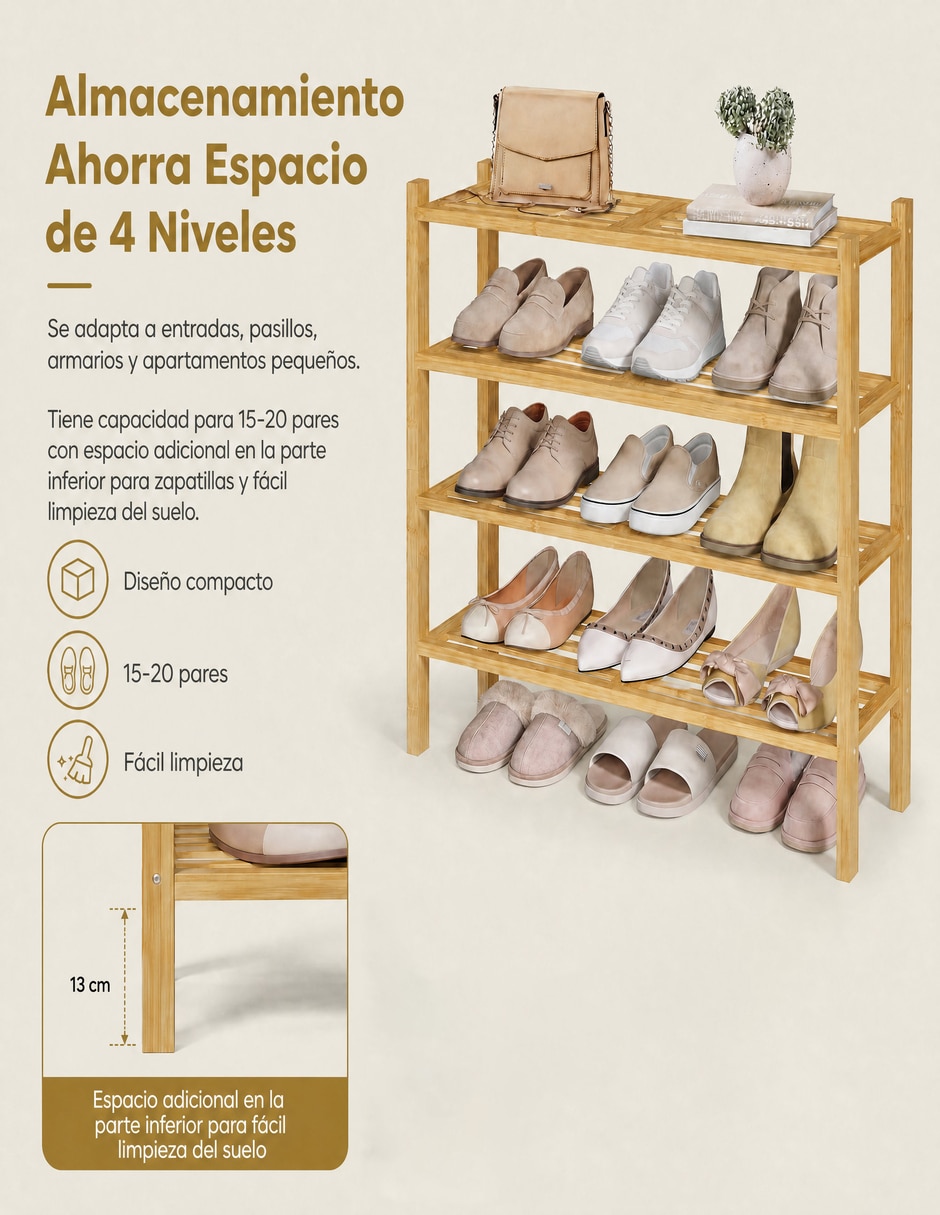 Zapatera armable SONGMICS HOME Bambou para 20 pares de zapatos