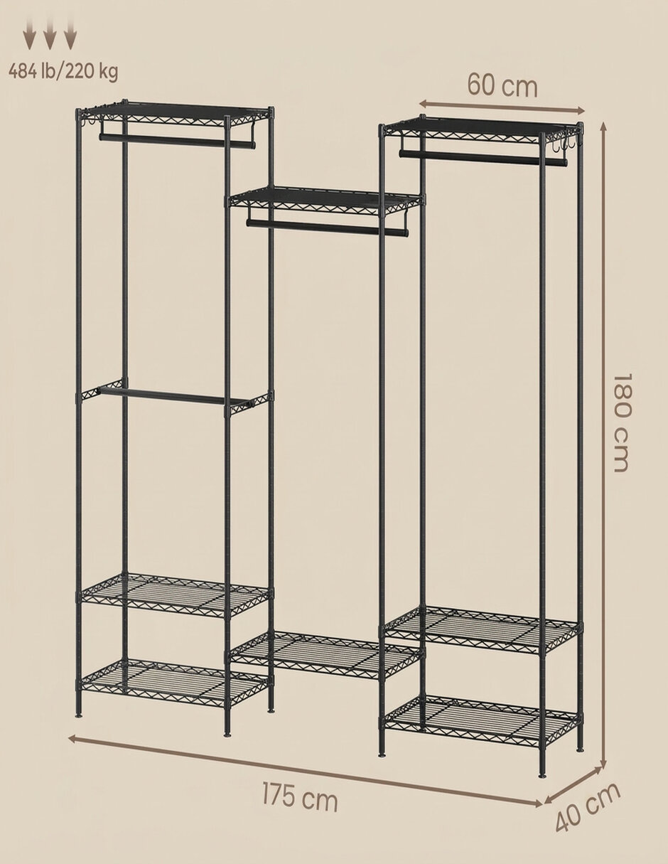 Ropero armable Songmics Home MLGR431B01 de acero