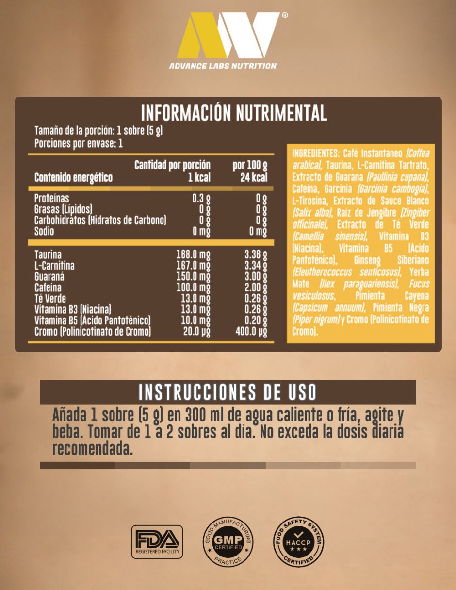 Energizante Coffee fit con cafeína sabor café 4