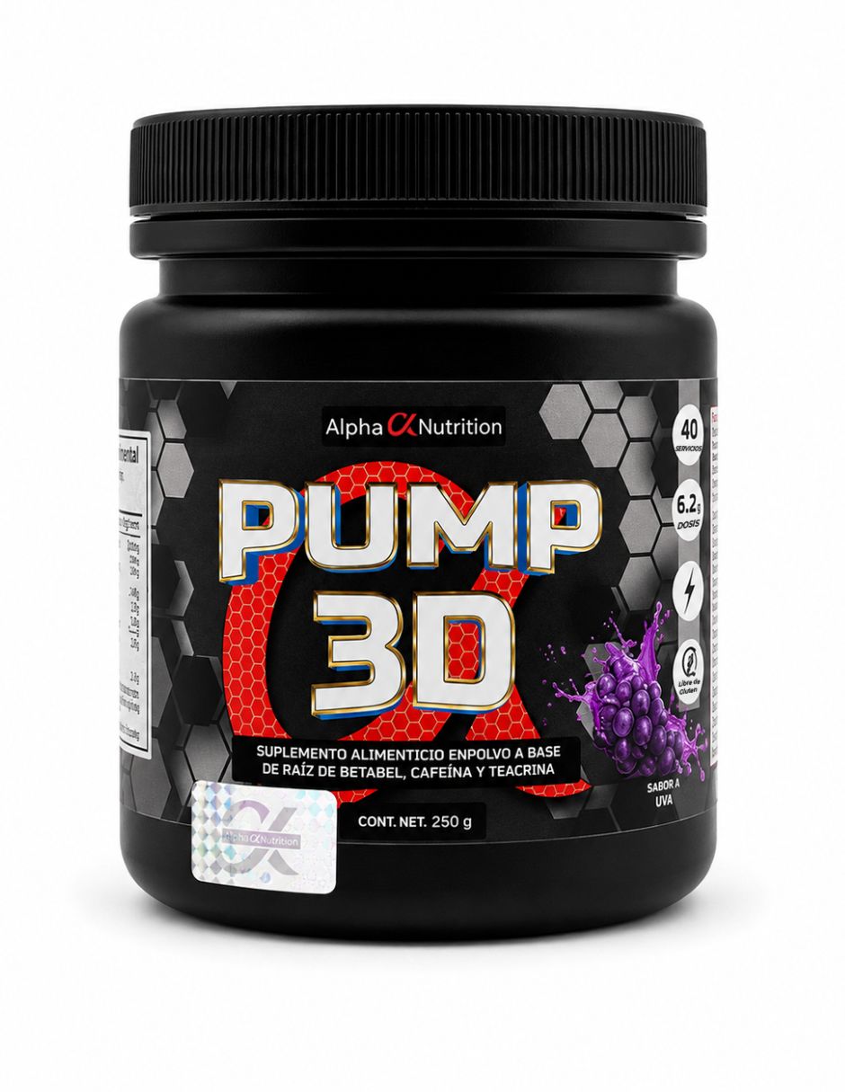 Energizante Preentreno pump d3 con aminoácidos sabor uva