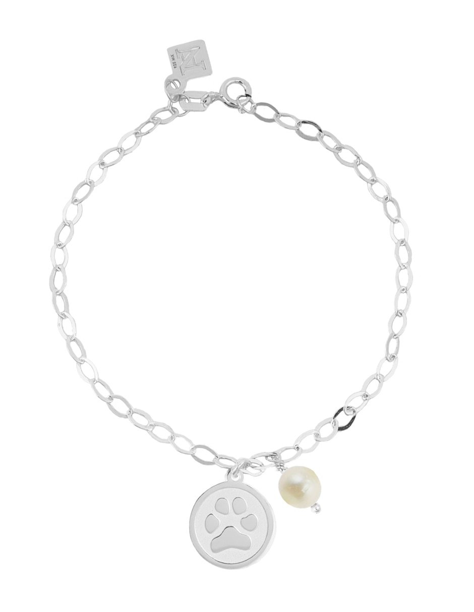 Pulsera de plata con perla cultivada p 925 huellas Pulsera de plata con perla cultivada p 925 huellas