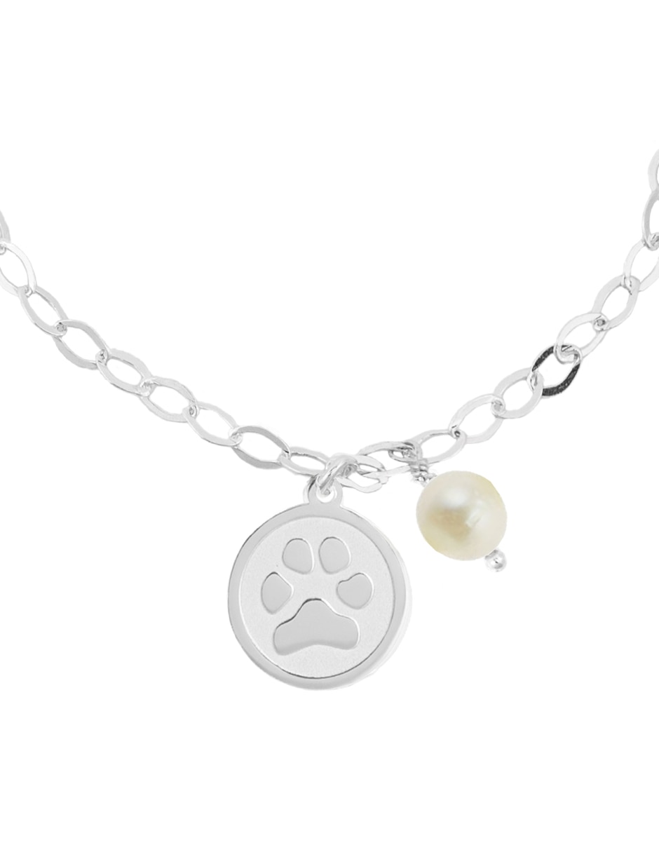 Pulsera de plata con perla cultivada p 925 huellas 2
