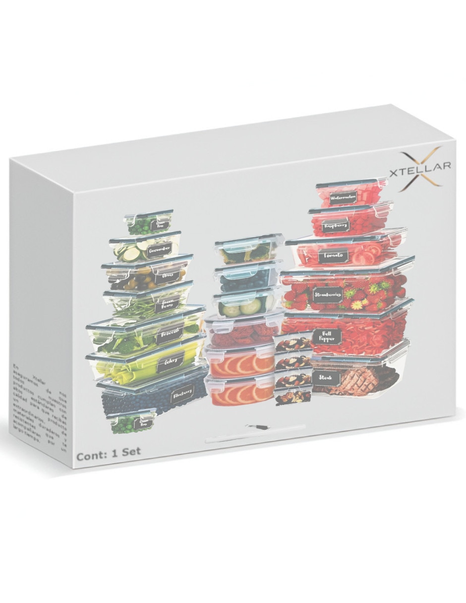 Set de contenedor para refrigerador de plástico 24 piezas 3