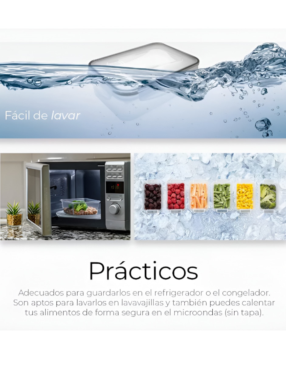 Set de contenedor para refrigerador de plástico 24 piezas 2