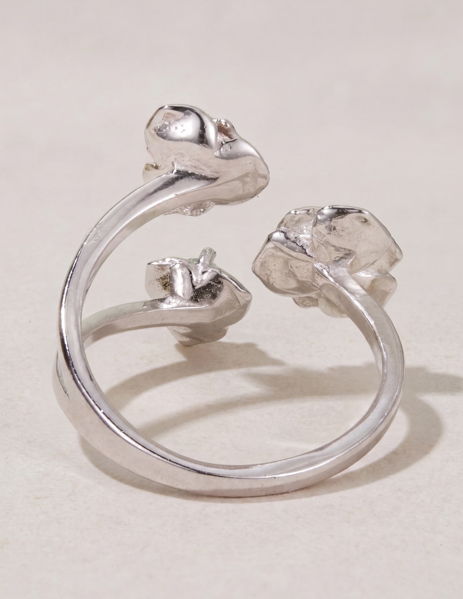 Anillo con gema De flor nature p 925 de plata circonita pulido 4