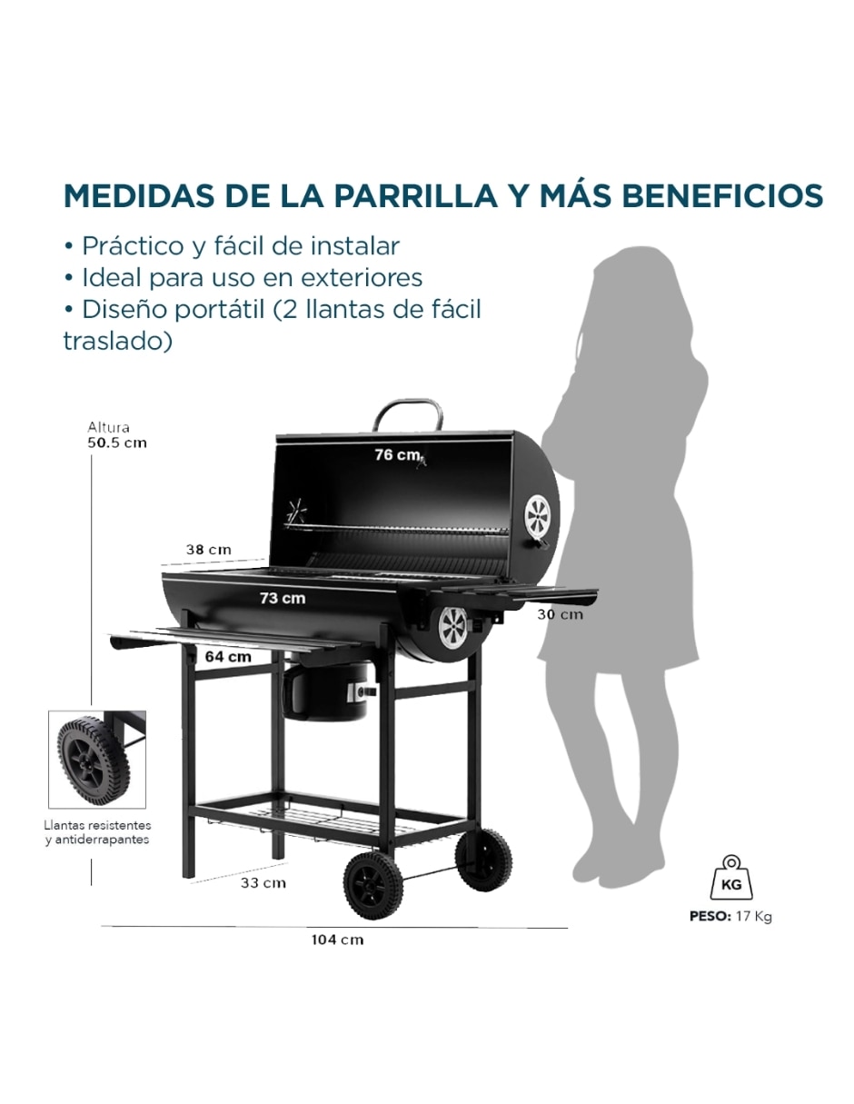 Asador de carbón Ghaliet ASA-BAR-76 de acero