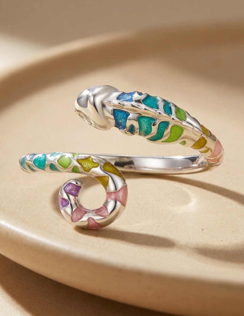 Anillo De animal nature p 925 de plata pulido 4
