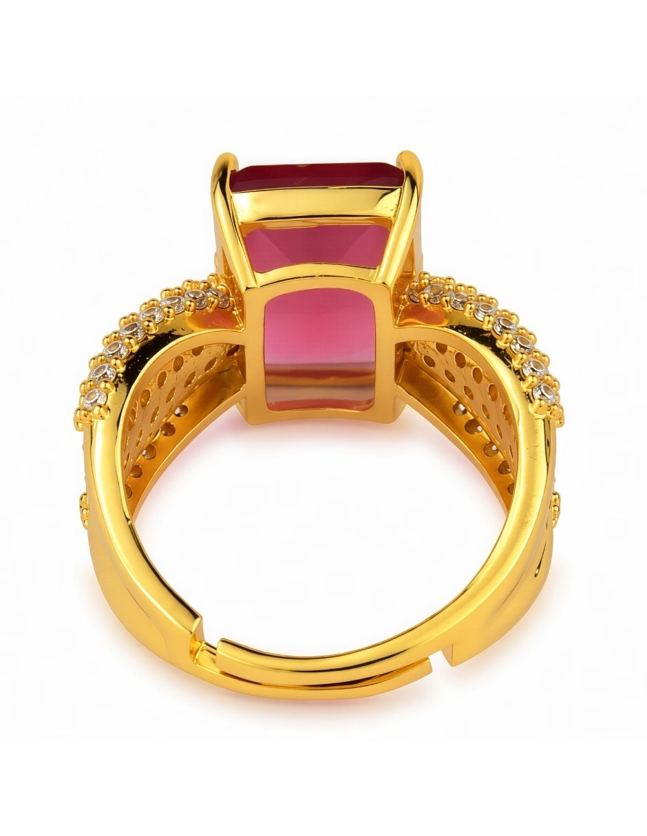 Anillo rectangular Imperia zirconia baño de oro 7
