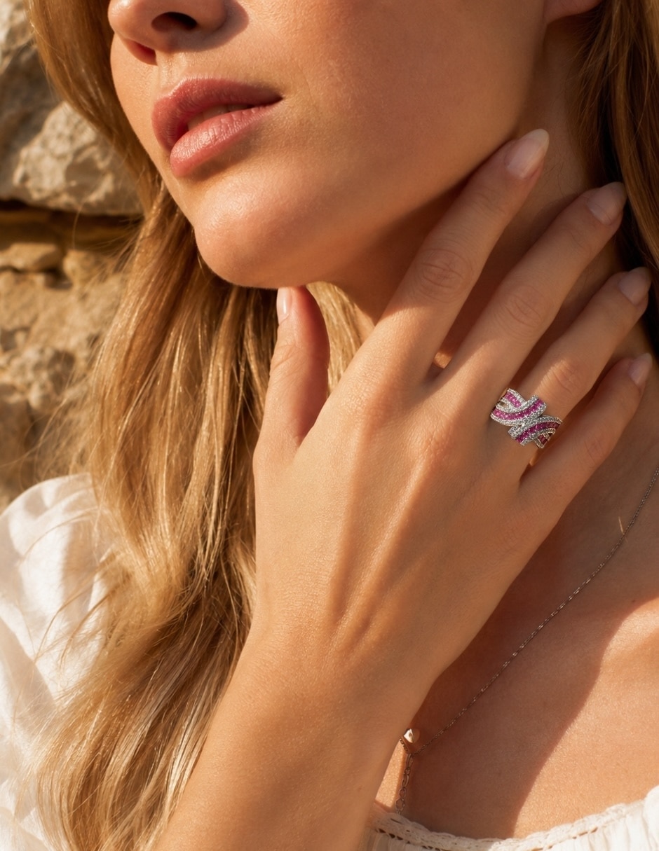 Anillo de nudo yoiko cobalta zirconia
