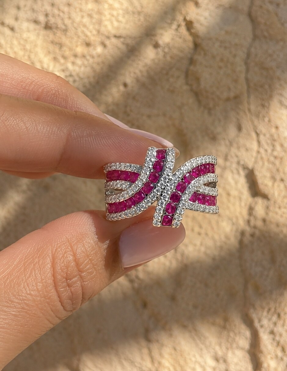 Anillo de nudo yoiko cobalta zirconia