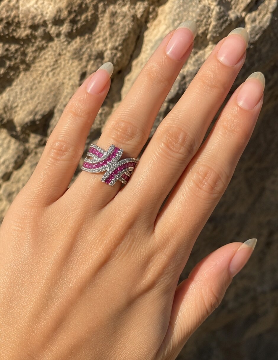 Anillo de nudo yoiko cobalta zirconia
