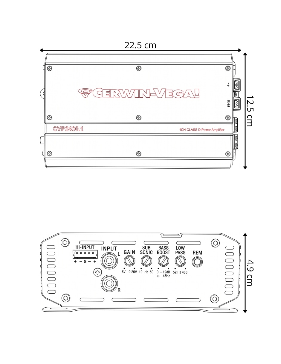 Amplificador Cerwin Vega CVP2400.1 de 0.2-6.0 V