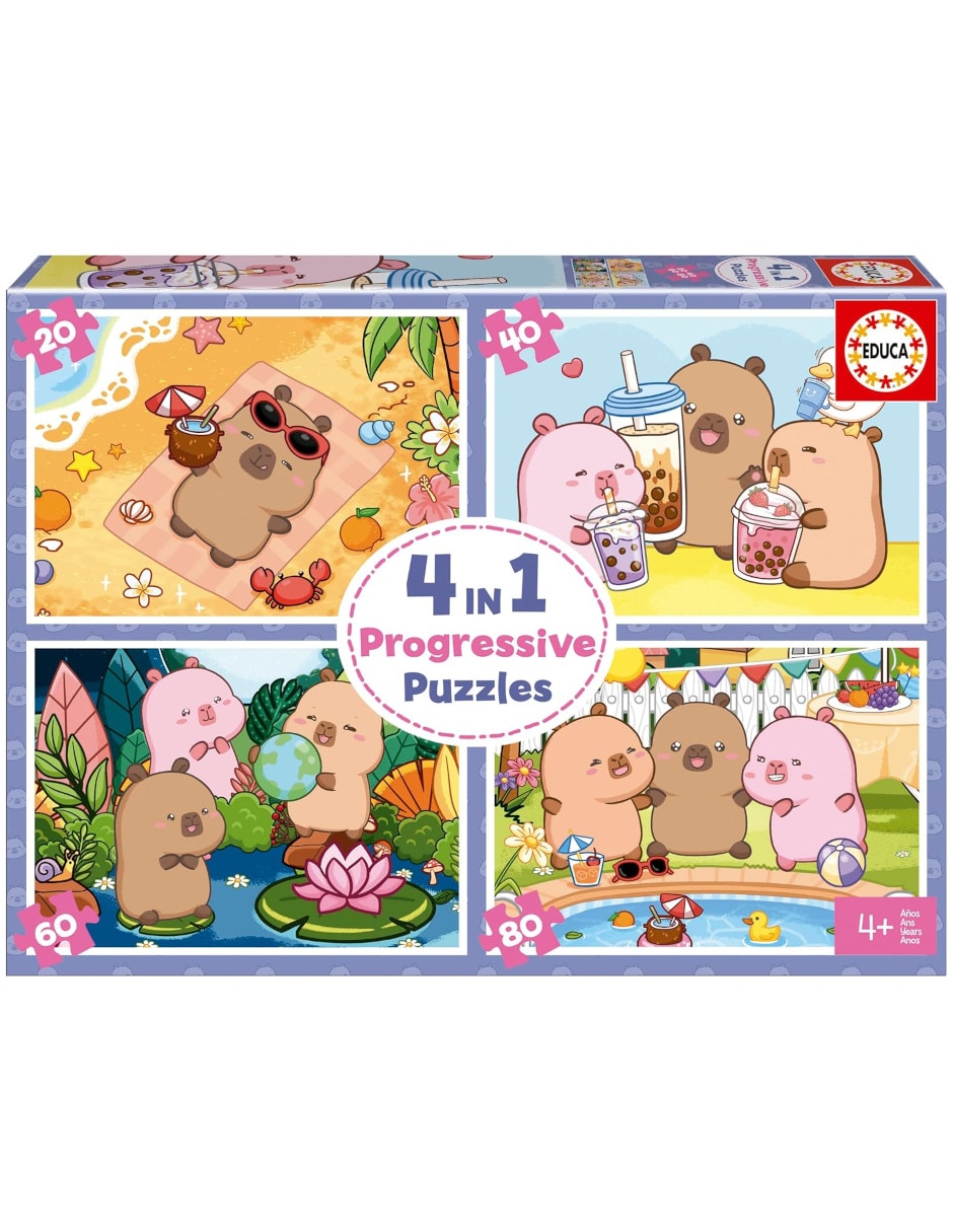 Rompecabezas Animales Capyfun Progresivo 4 en 1 200 piezas