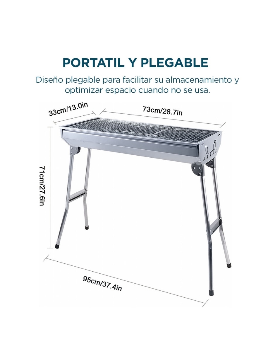 Asador Carbón ASA-REC-73 de acero inoxidable 5