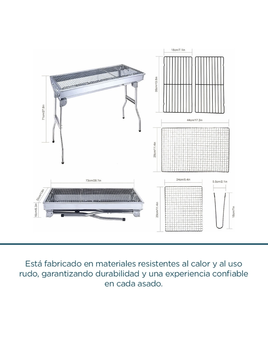 Asador Carbón ASA-REC-73 de acero inoxidable 3