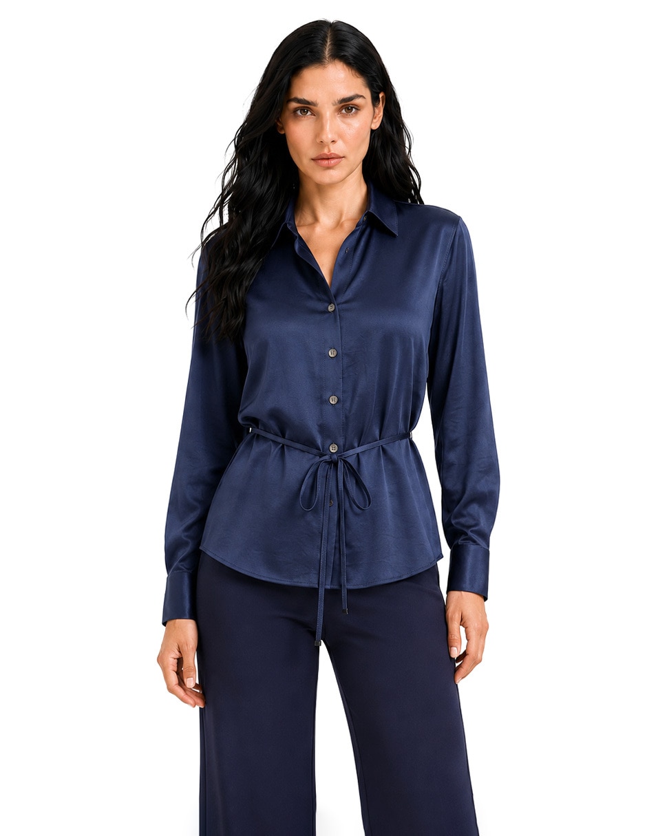 Blusa camisera manga larga para mujer