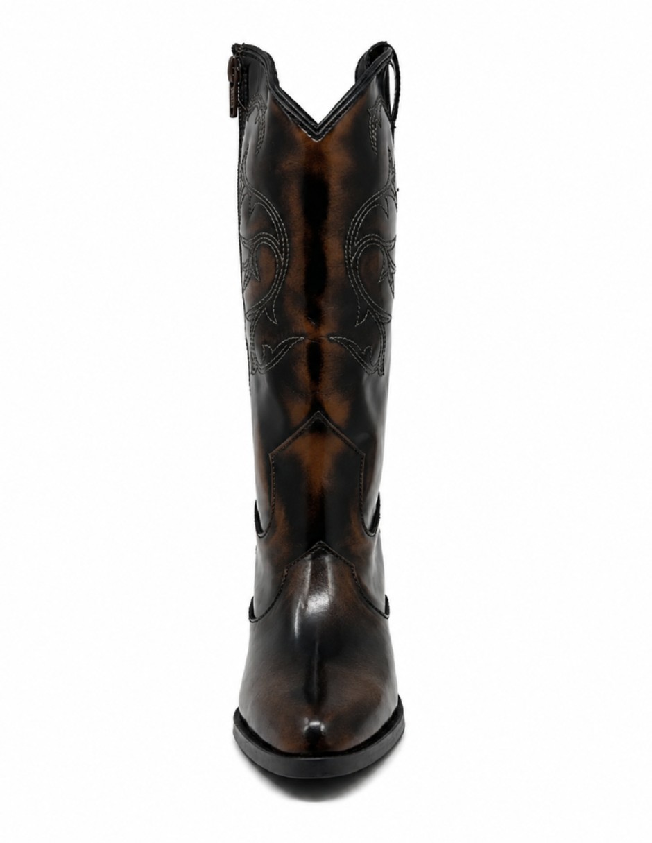 Bota cowboy abajo de la rodilla de piel para mujer 4