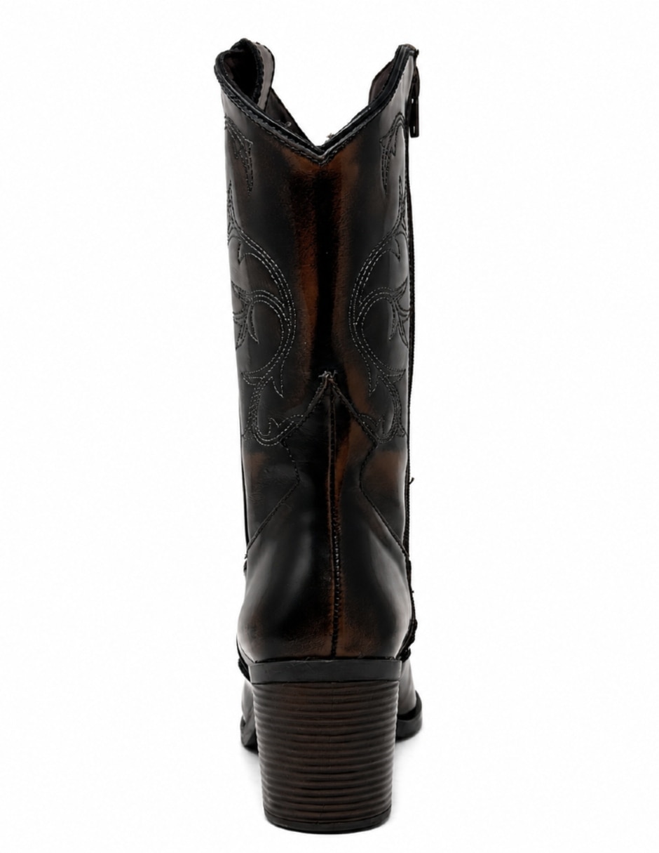 Bota cowboy abajo de la rodilla de piel para mujer 5