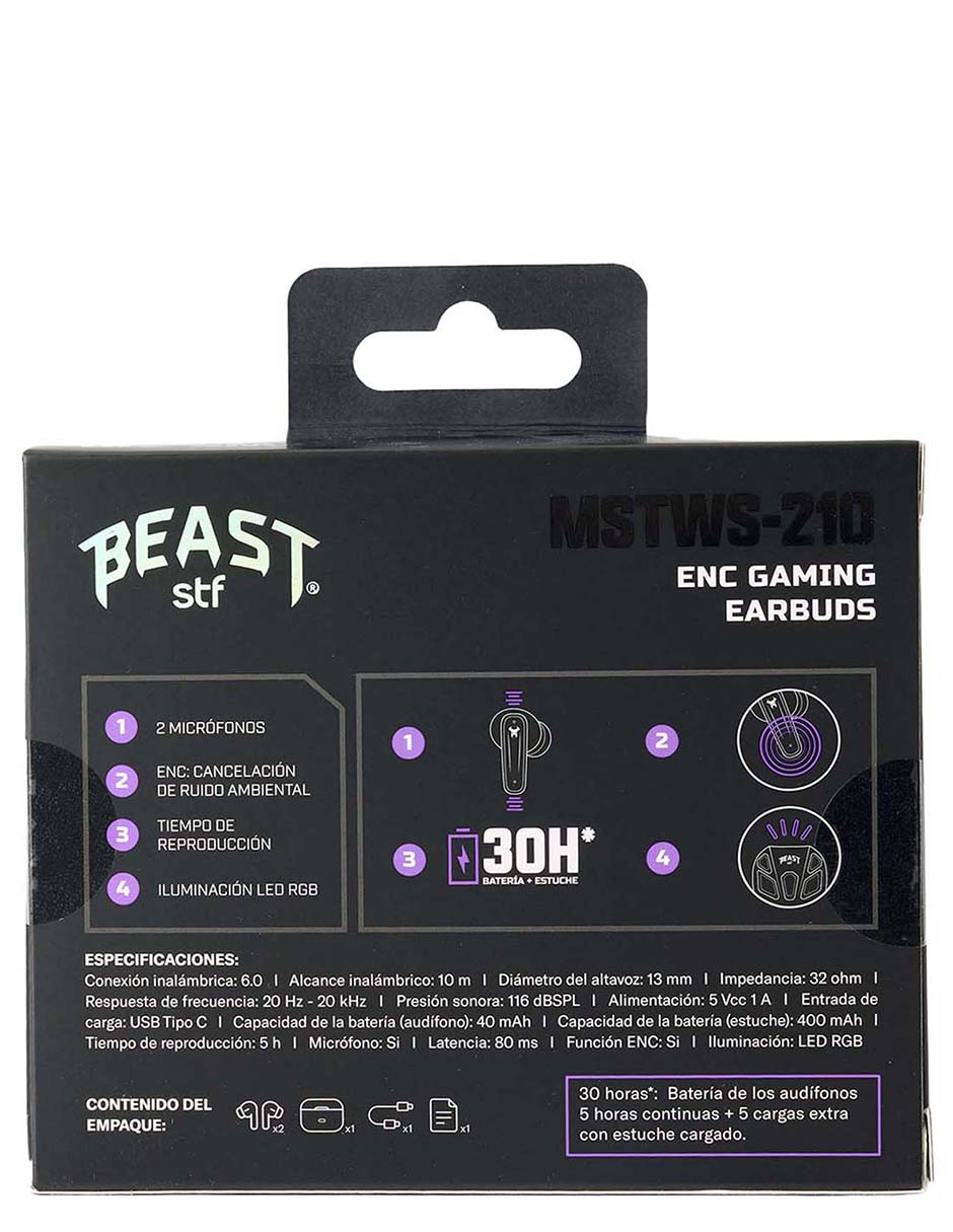 Audífonos gamer Inalámbricos Gaming MSTWS-210 7