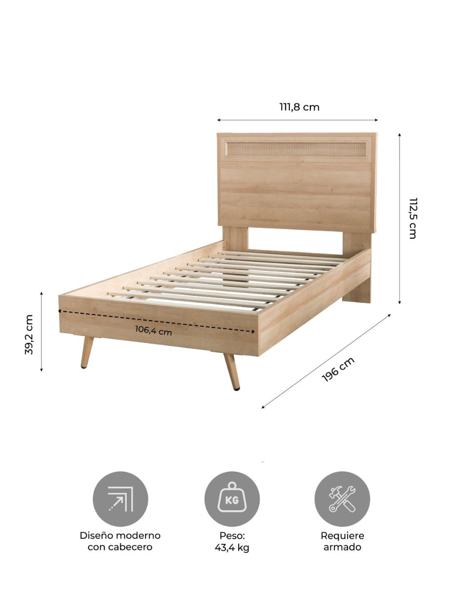 Base para cama armable Linea Glass de MDF 9