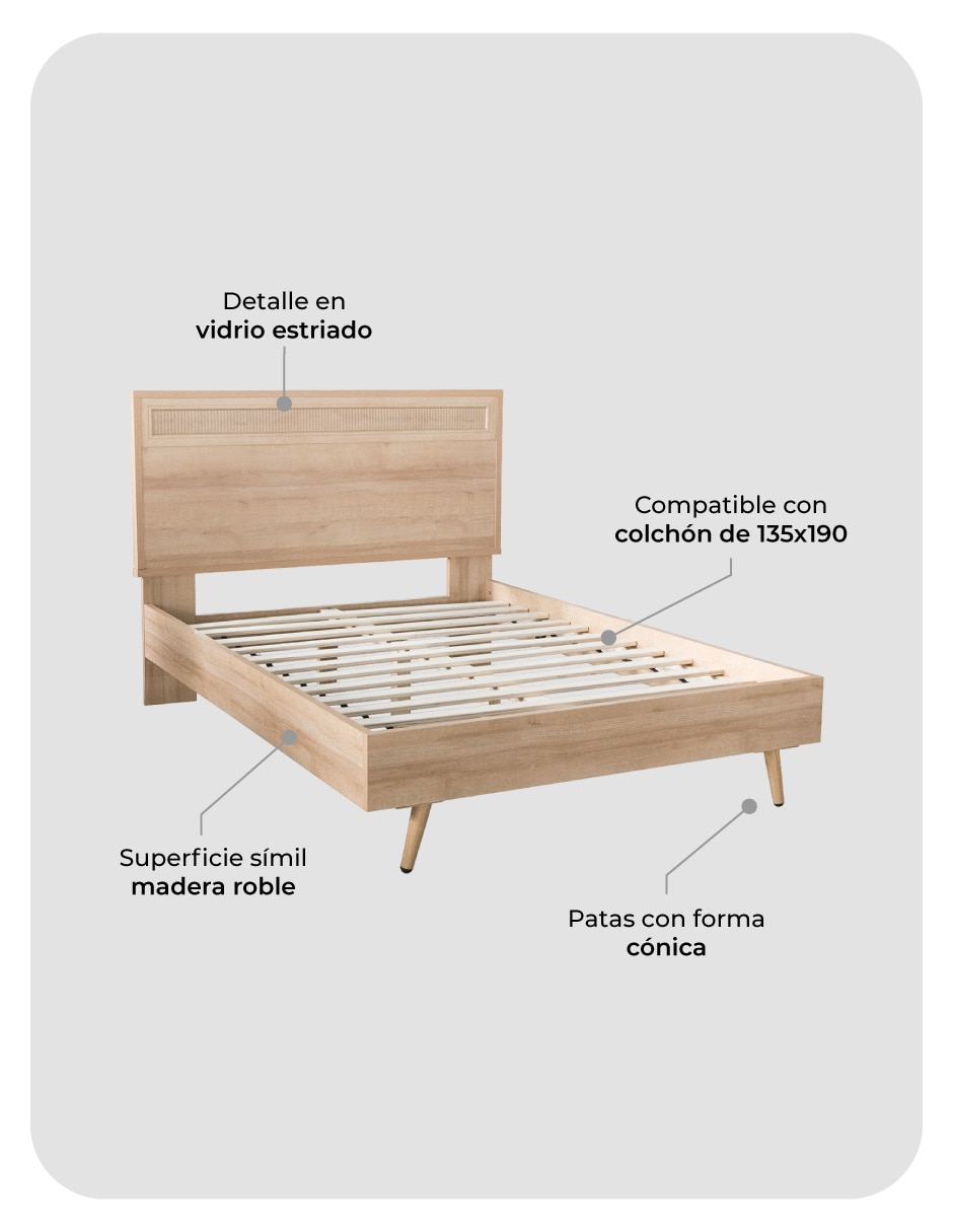 Base para cama armable Linea Glass de MDF Queen Size 3