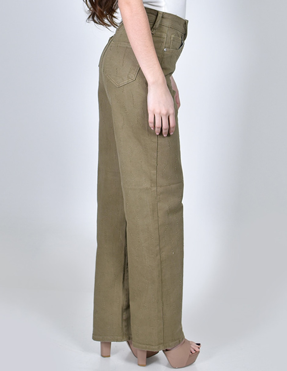 Jeans regular wide leg cintura alta para mujer 2