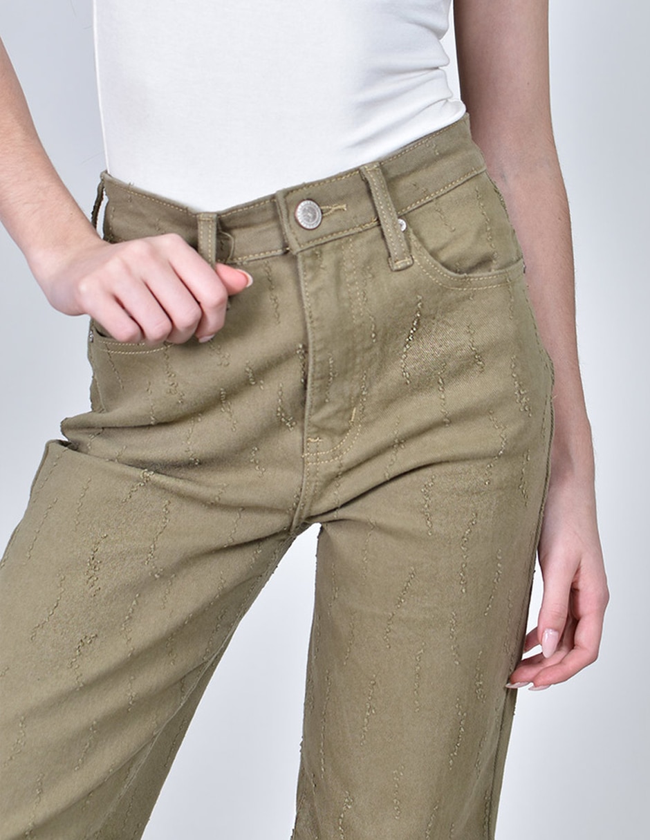 Jeans regular wide leg cintura alta para mujer 3