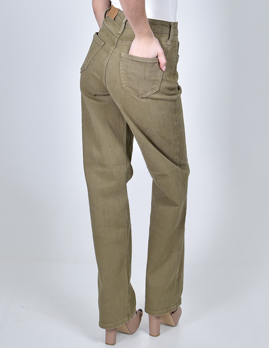 Jeans regular wide leg cintura alta para mujer 5